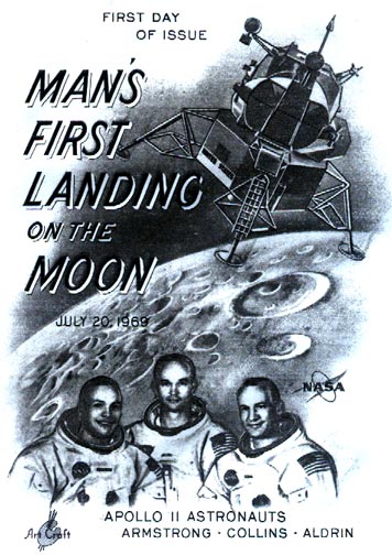 Ausschnitt - Ersttagsbrief USA - Erste Mondlandung bei Apollo 11-Mission am 20.7.1969