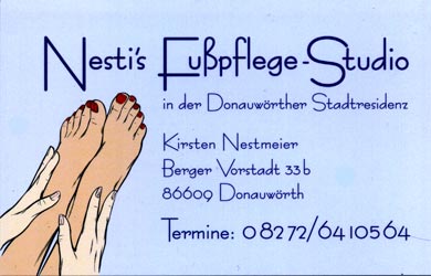 Nesti´s Fusspflege-Studio - Berger Vorstadt 33b - 86609 Donauwörth